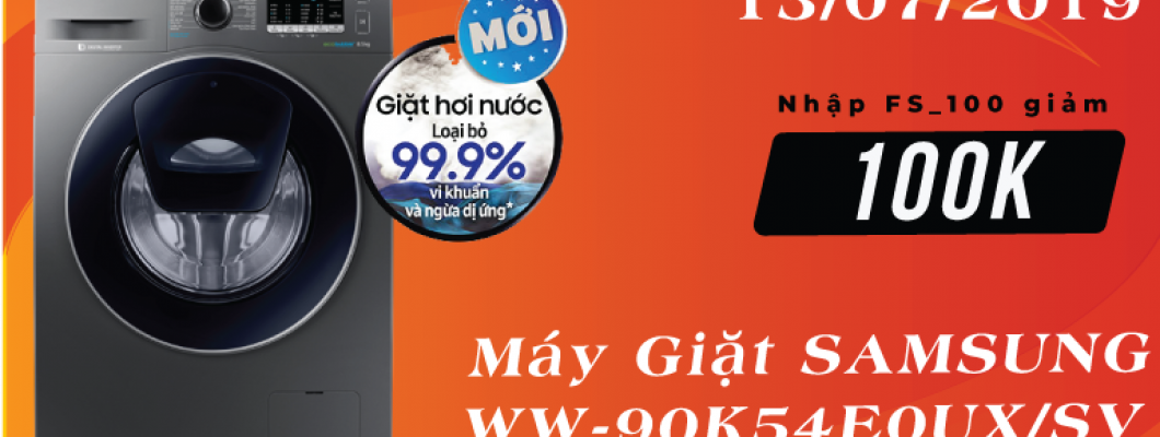 [FLASHSALE13072019] Máy giặt Samsung Addwash Inverter 9 kg WW90K54E0UX/SV