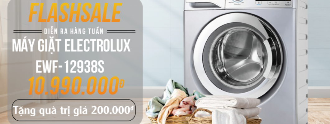 [FLASHSALE02082019] Máy Giặt Electrolux Inverter 9.0 kg EWF-12938S